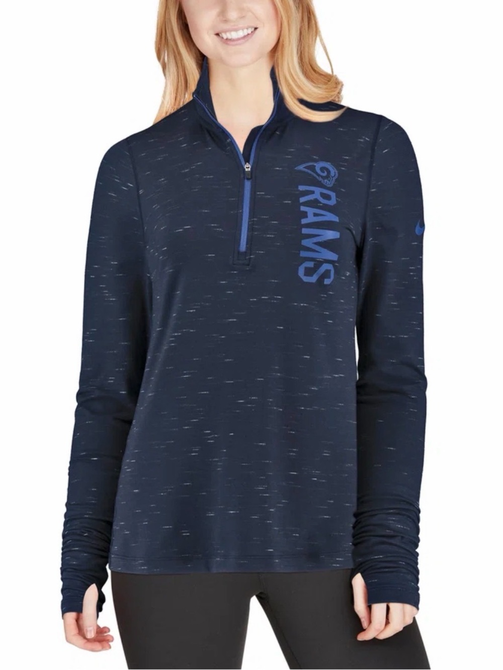 Nike Dri-Fit NFL NWT Los Angeles Rams Navy Heathered Quarter-Zip Pullover